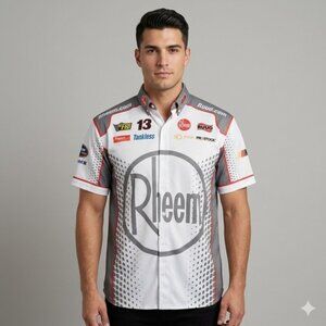 Vintage White NASCAR Rheem Pit Crew Short Sleeve Shirt - XL 🇨🇦